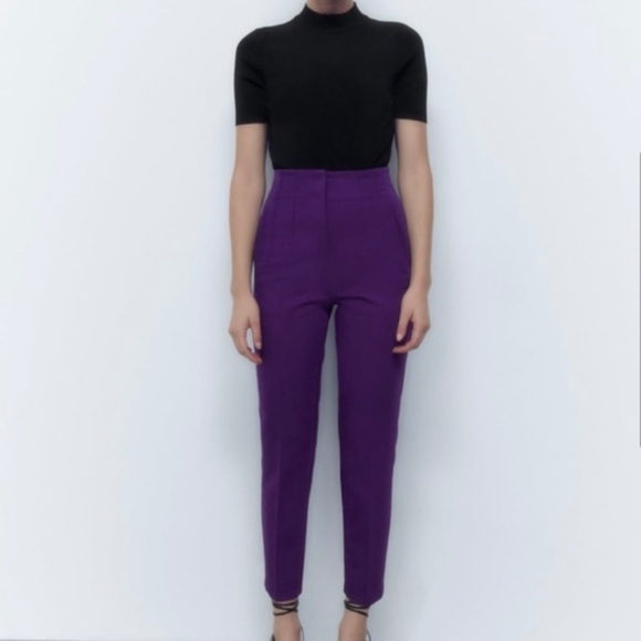 Zara Purple High Waist Pants - Picture 2 of 6